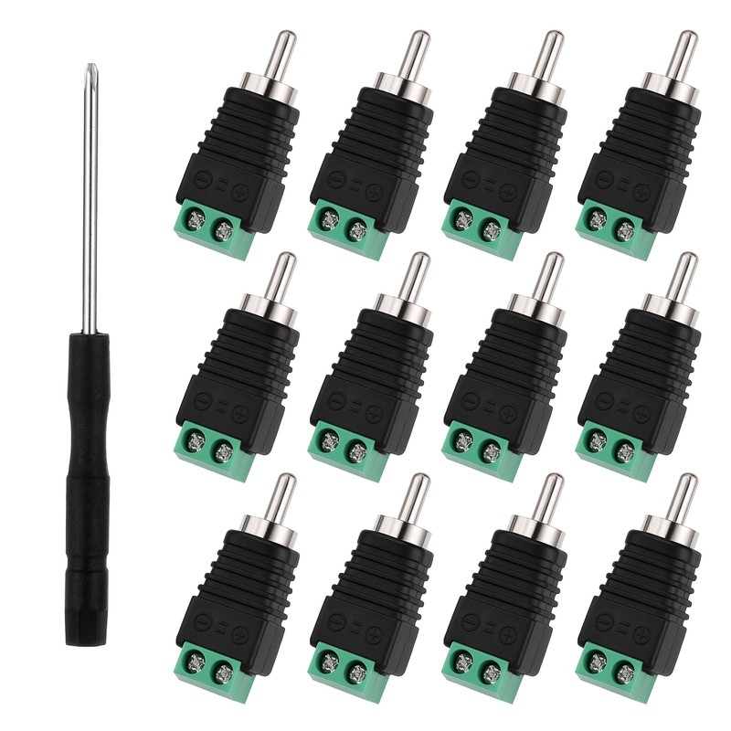 12Pack RCA to Speaker Wire Adapter, Speaker Wire to RCA Adapter, AV Screw Ter...