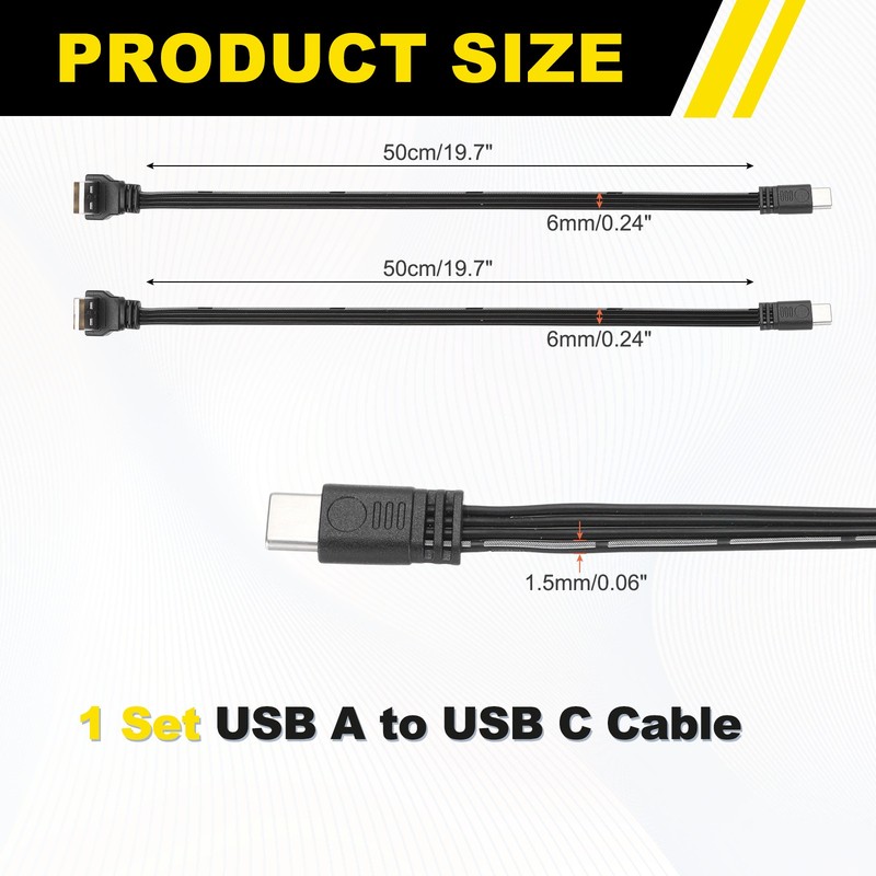 90 Degree USB A to USB C Cable, 19.7" UP&Down Angle USB A to USB C Cable gallery