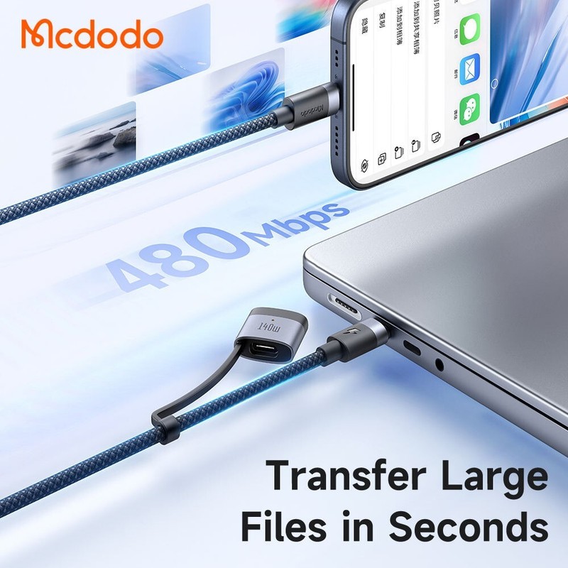 Mcdodo 2 in 1 USB C to Mag 3 Magnetic Charging Cable 140W Type C PD Charger gallery