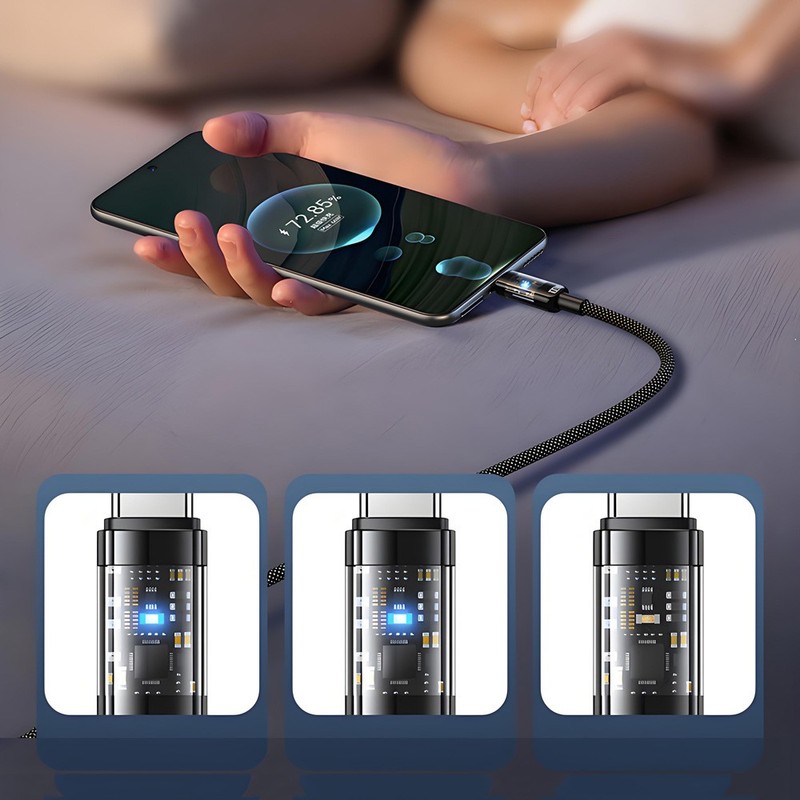 USB Type-C 240W Super Fast Charging Cable Braid Phone Charger Lead Display USB-A gallery