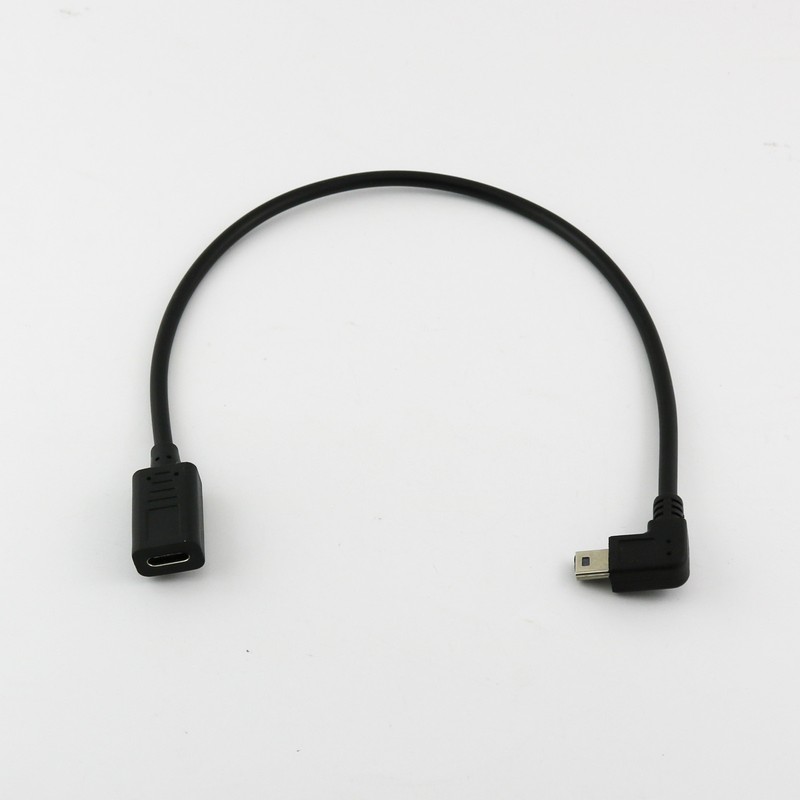 Mini USB 5 Pin Male Right Angle to USB-C 3.1 Type C Female Charging Data Cable gallery