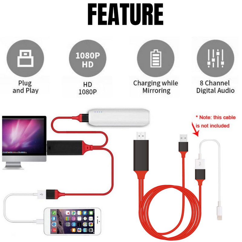 1080P HDMI Mirroring Cable Phone to TV HDTV Adapter Cord for i Phone Android LG gallery