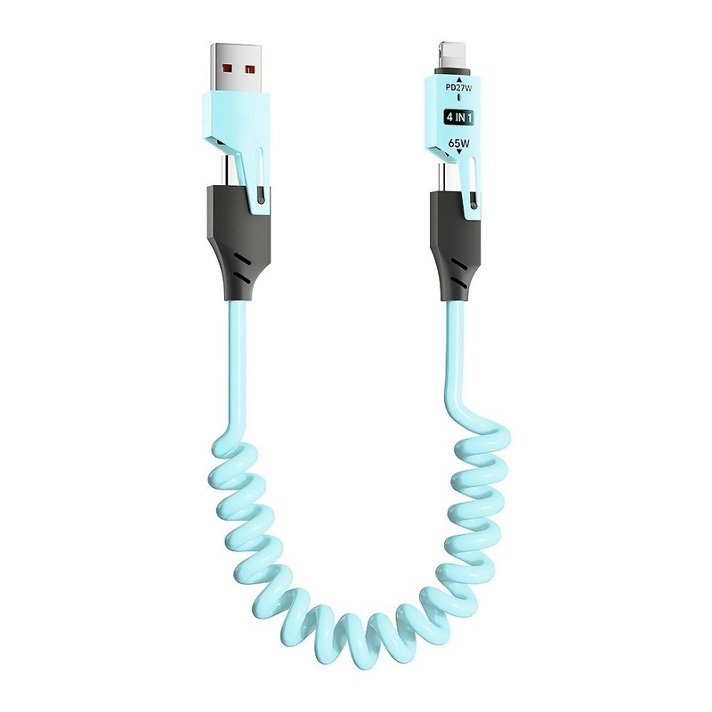 4-in-1 Coiled Fast Charging Cable USB-C Multi-Device Cord, Universal NEW US gallery