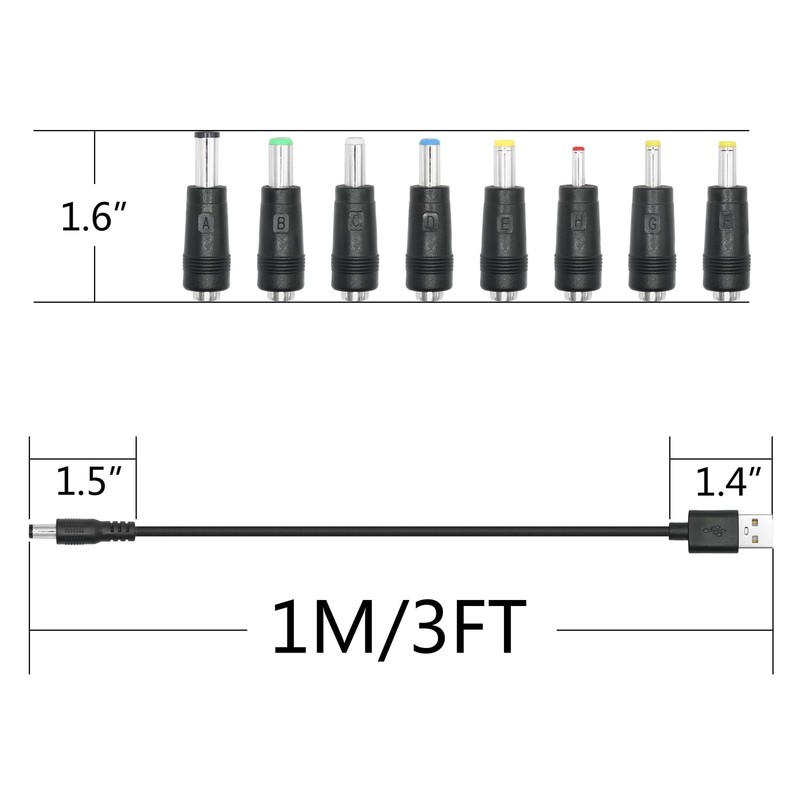 USB to DC 5.5 x 2.1mm Power Cord 1M/3FT, 5V USB 2.0 A to DC 5521 Plug Cable w... gallery