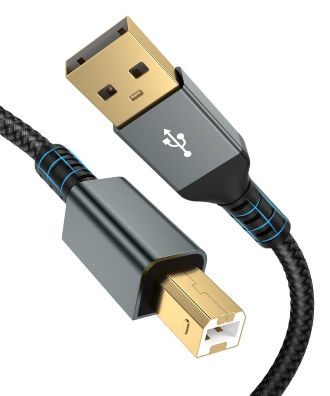20FT USB Printer Cable, Nylon Braided High Speed USB 2.0 Type A to B Scanner …