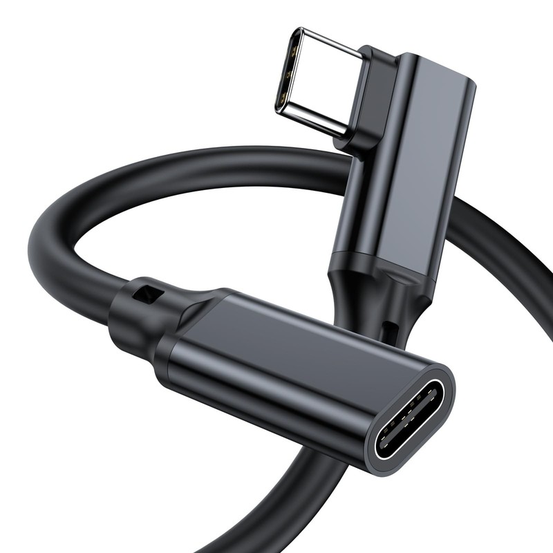 Short Right Angle USB C Extender Cable,0.7FT,5A PD 240W Type C Male to Female…
