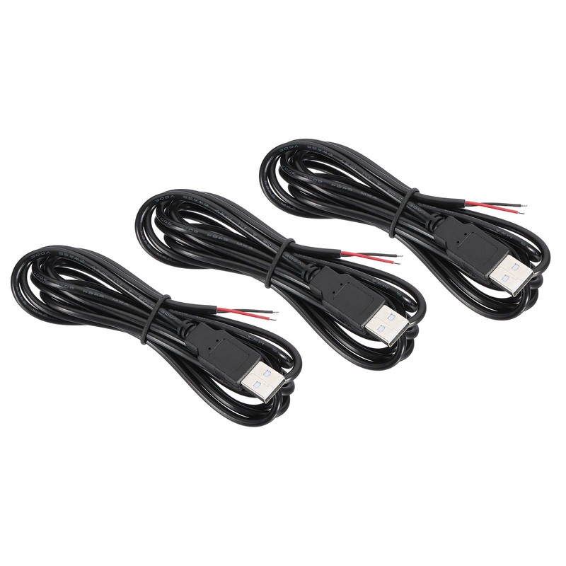 6.56Ft USB 2.0 Male to 2 Pin Bare Wire Pigtail Cable, 3pcs 22AWG Power Cords …