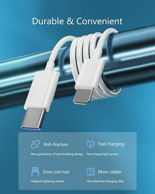 Fast Charger Cable PD 35W Dual USB C Type C Adapter For iPhone 17 16 15 Samsung gallery