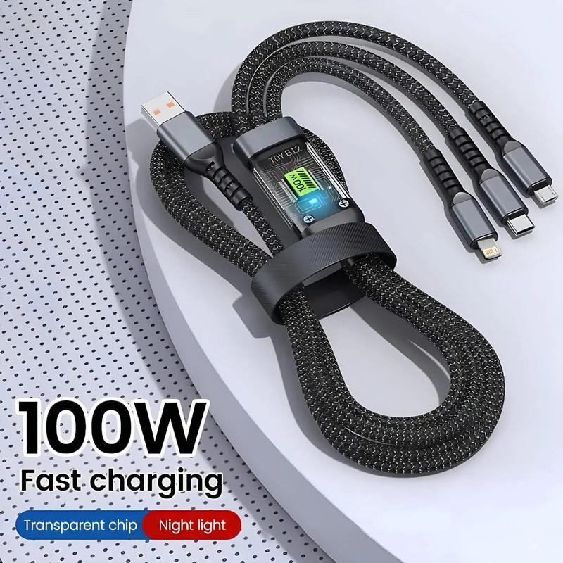 100W Fast Charging Cable Multi Charger Cable Nylon Braided Multiple USB gallery