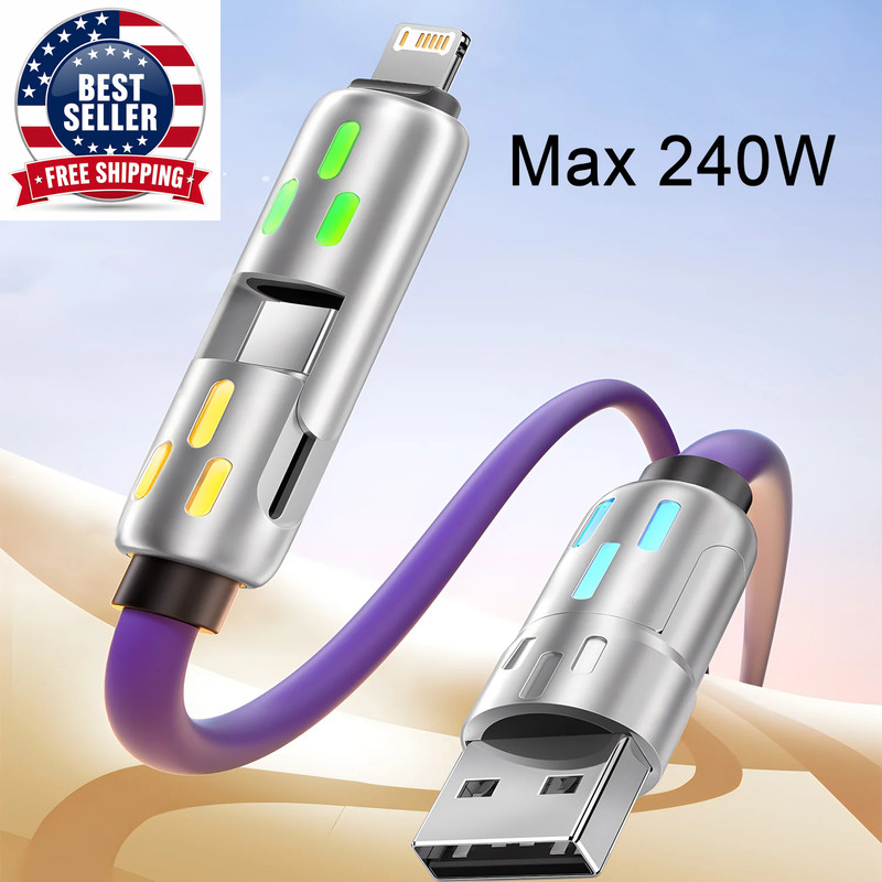 4-IN-1 240W USB Type C to USB C Cable PD Fast Charger Wire for Iphone 16 Pro Max gallery