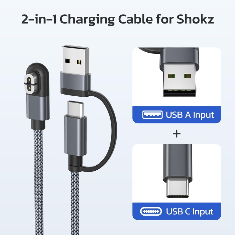 2in1 USB C Charging Cable for Shokz 4FT 2Pack,AfterShokz Headphone Charger,US... gallery