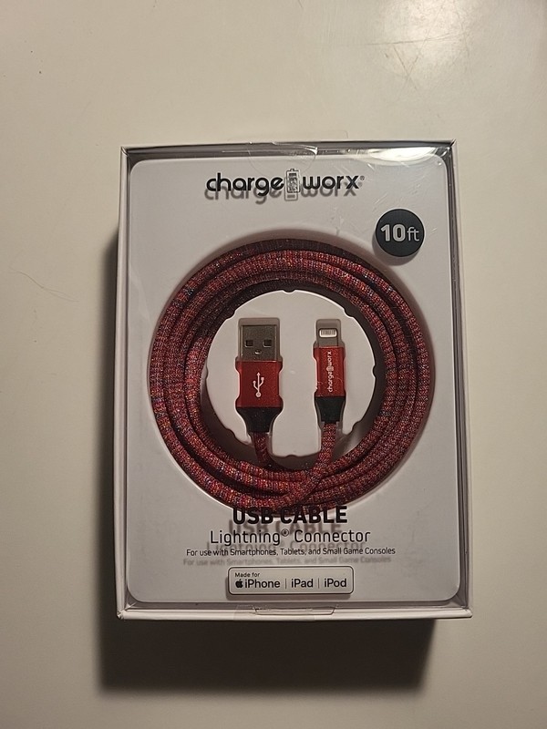 Chargeworx USB Cable USB-C Connector 10ft For Use With Smartphones, Tablets, Etc