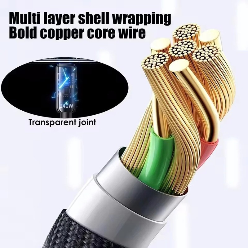1/2M Length C -C 240W USB Type C Cable PD Fast Charging Phone Charger Data Cord gallery