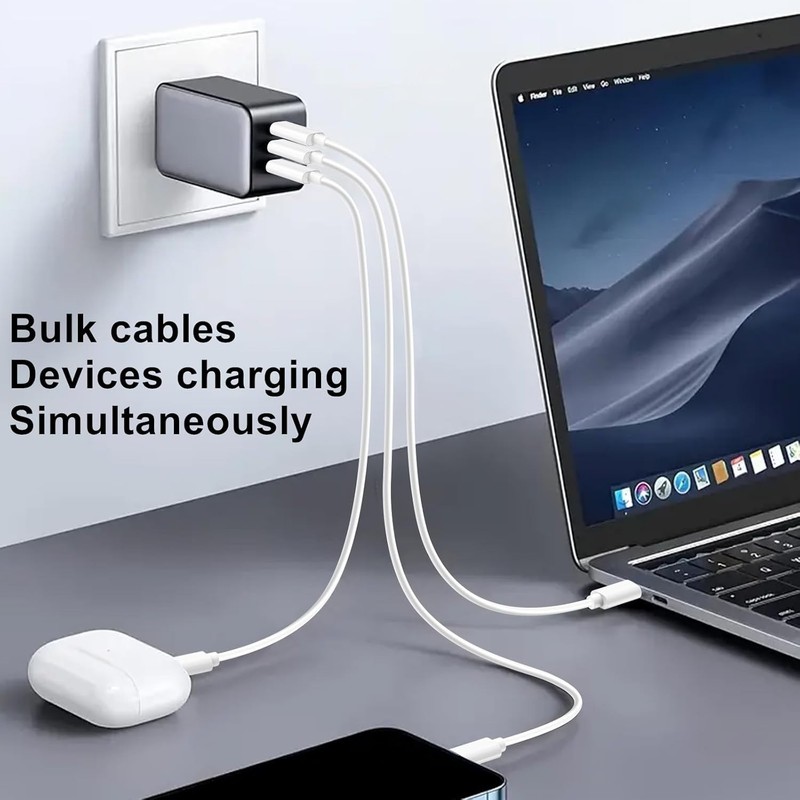 Performance Pack: 5 USB-C to Type-C Fast Charge Cables - 1ft White TPE Wires gallery