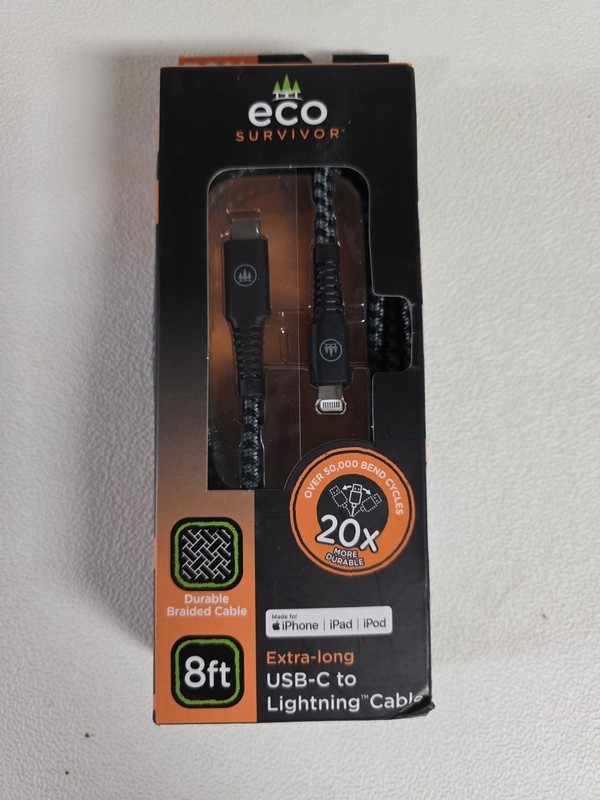 Eco Survivor USB C table Extra Long 8 ft Braided NOS iPhone iPad Ipod See Photos gallery