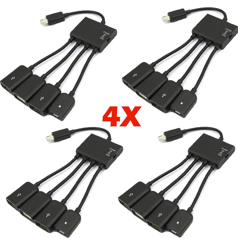 4pc Micro USB Charging OTG Hub Splitter Cable for Phone Android Tablet 4 In 1 US