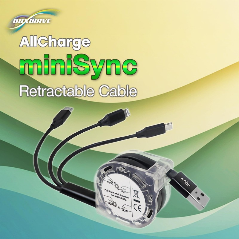 USB Cable Retractable Portable Charging Cord Black Compact Sync Cable gallery