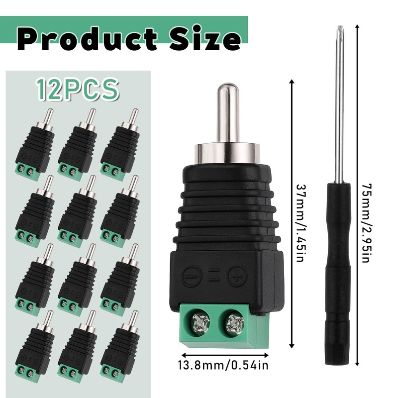 12Pack RCA to Speaker Wire Adapter, Speaker Wire to RCA Adapter, AV Screw Ter... gallery