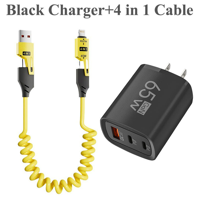 65W Wall Charger, 65W 4-in-1 USB C 5FT Fast Charging Cable For All Cell Phone