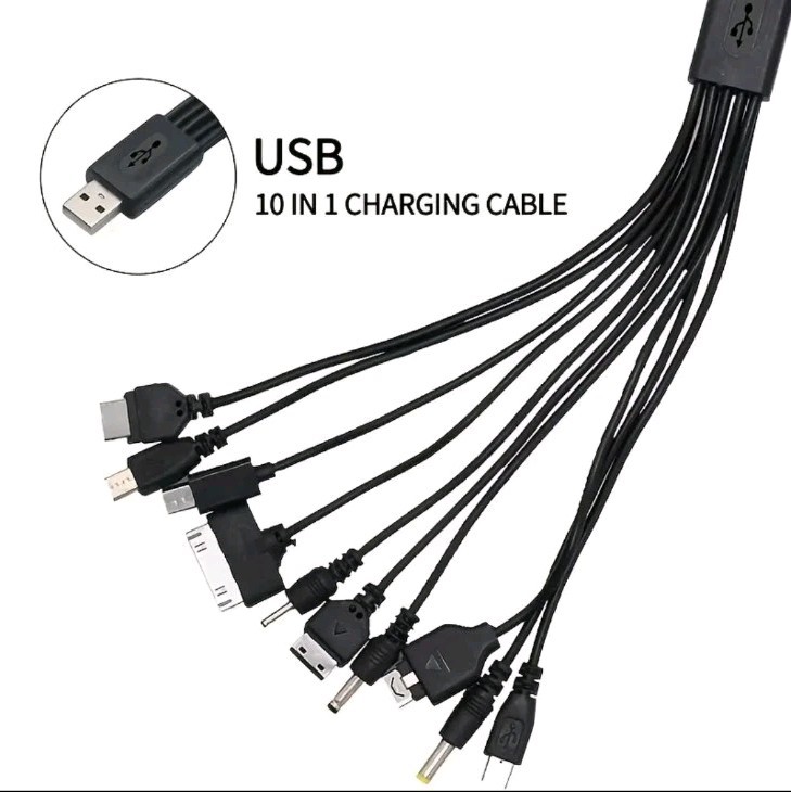 Universal 10 In 1 USB 2.0 Version Black Multi Charger Mobile Phone Cable gallery