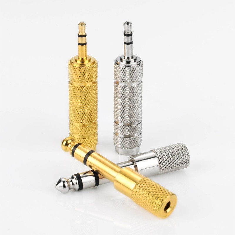4-Pack Headphone Adapters: 6.35mm Male to 3.5mm Female - Gold & Silver gallery