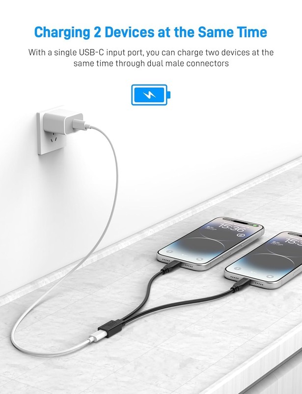 USB C Splitter 1 in 2 Out, USB Type C Splitter, USB C Female to Dual Type C Male gallery
