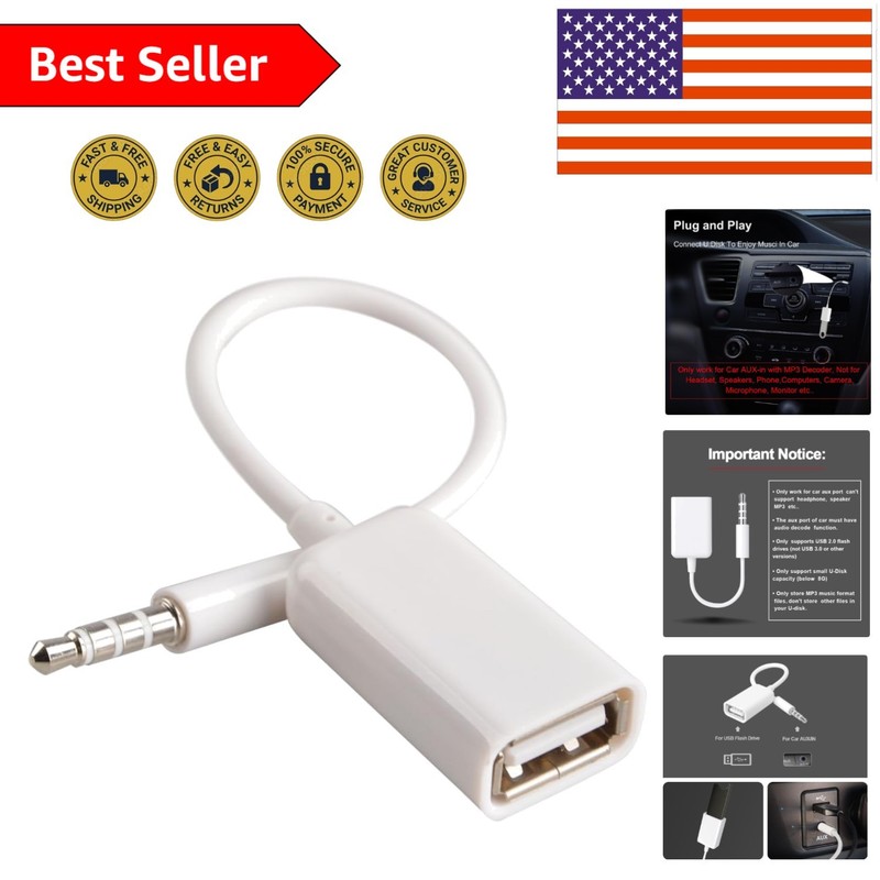 Plug-and-Play AUX to USB Adapter for Cars with MP3 Decoder Functionality