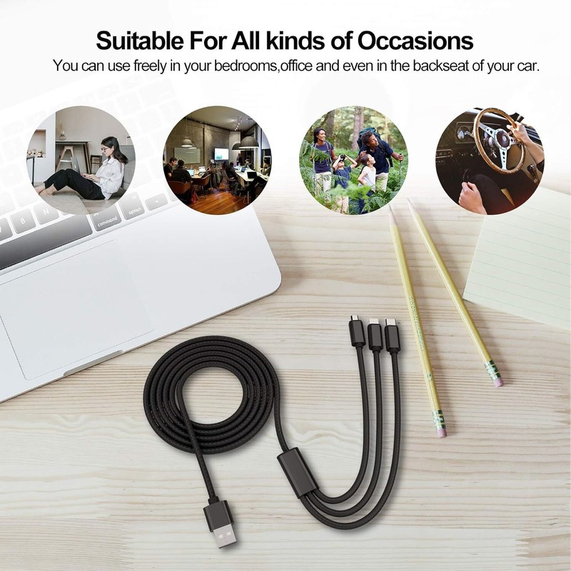 Multi Charging Cable, 4Pack/4FT 3 in 1 Fast Charging Cord Adapter with USB-C gallery
