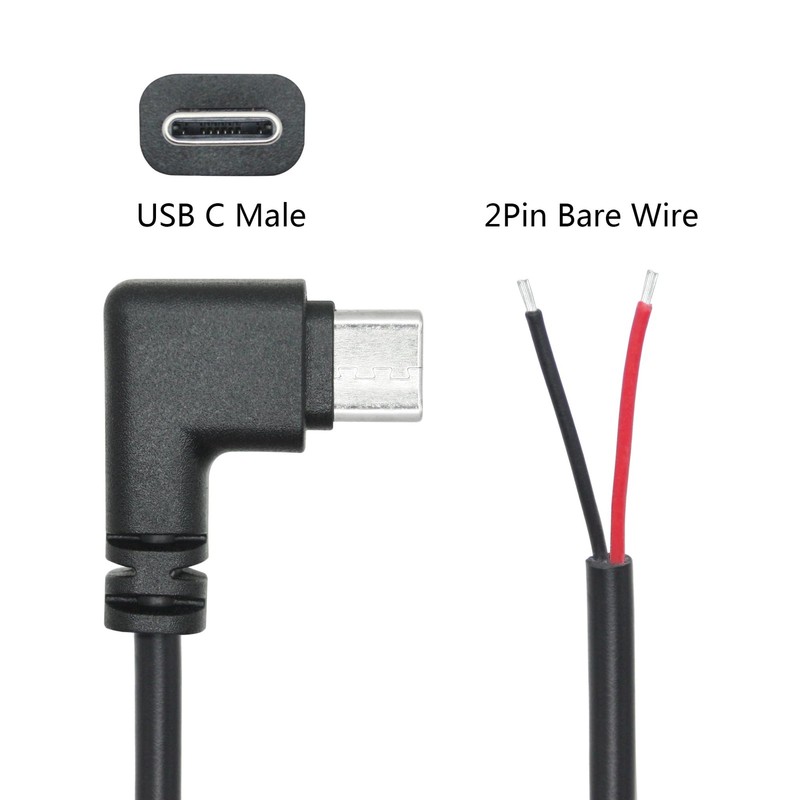 Right Angle USB C to 2-Pin Bare Wire Open End Cable 4 PCS 9inch 5V/3A gallery