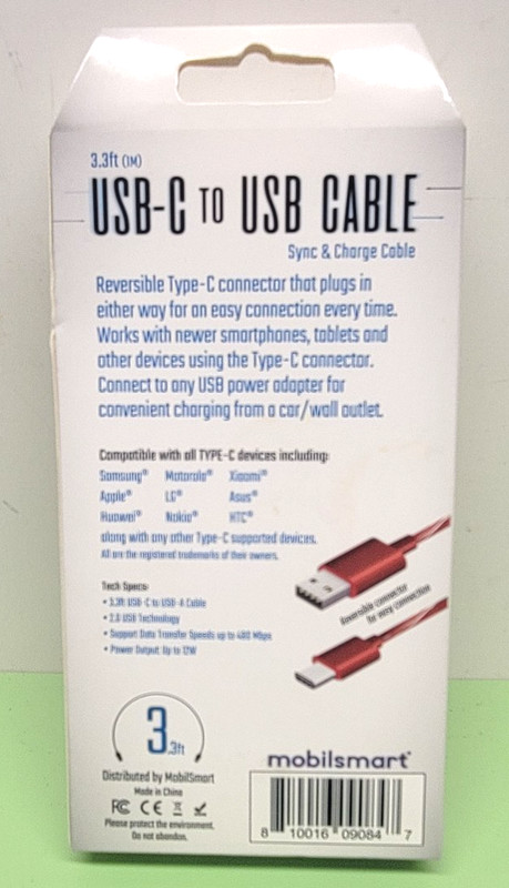 USB-C TO USB LED LIGHT UP CABLE CELL PHONE 3 FT. NIP CHECK PKG FOR COMPATIBILITY gallery