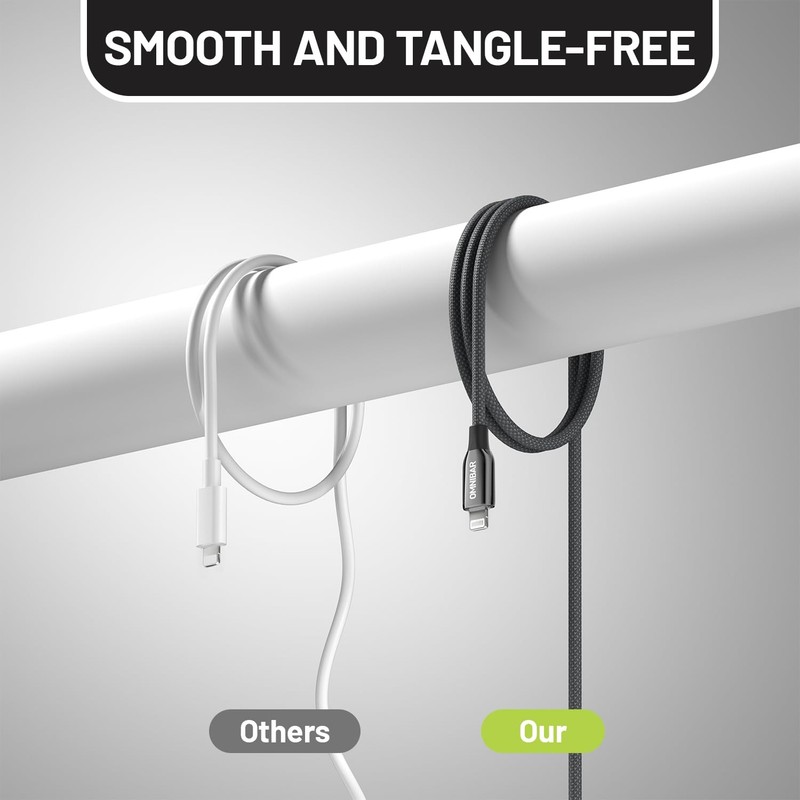 USB C to Lightning Cable (6FT, Black), MFi Certified iPhone Charger Cord, Nylon gallery