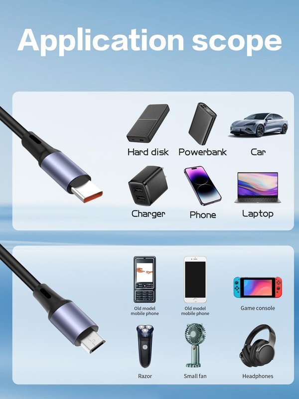 2in1 Coiled USB Charging Cable 90 Degree 1 To 2 Fast Charger Cord Micro gallery