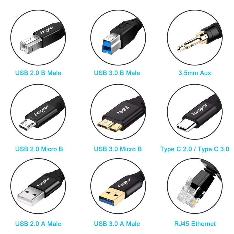 3ft USB B 3.0 Printer Cable Nylon Braided USB-A to USB-B Cord Black gallery