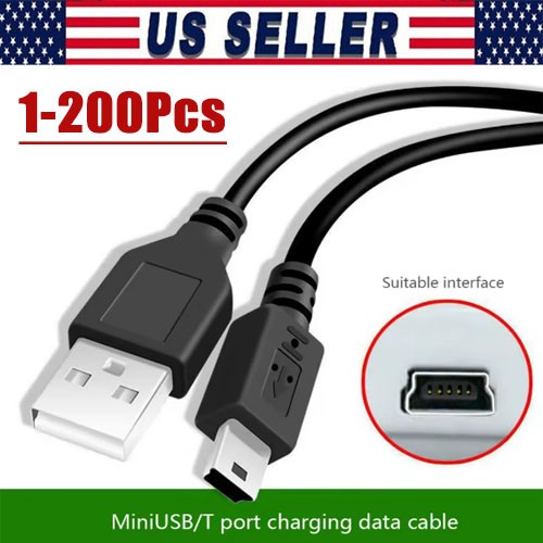 Mini USB Data Sync Charger Charging Cable Cord SatNavs, Dash Cam 3FT Lot