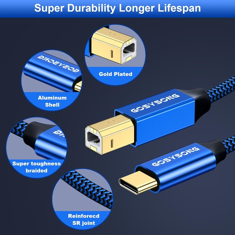 USB C Printer Cable 10ft, High Speed USB C to B Printer Cord Compatible with ... gallery