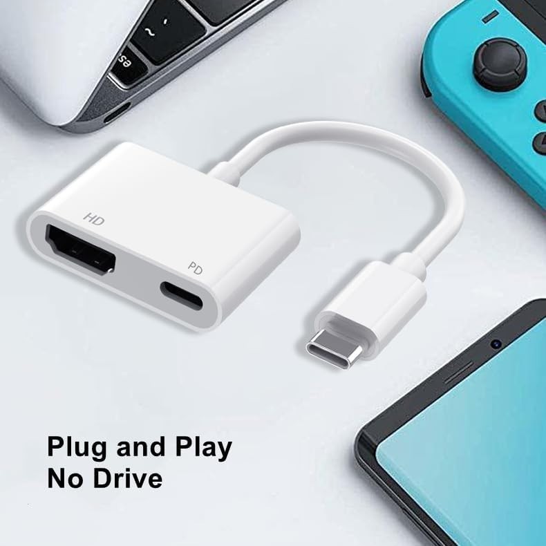 USB C toHDMI Adapter for iPhone 15/16to TV,Type-C to HDMI Adapter with PD, &4K@6 gallery