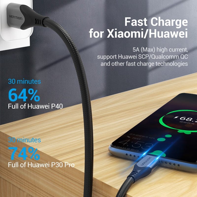 New Vention USB 2.0 to Type-C Cable Data Transfer 480Mbps Fast Charging 1m 2m 3A gallery