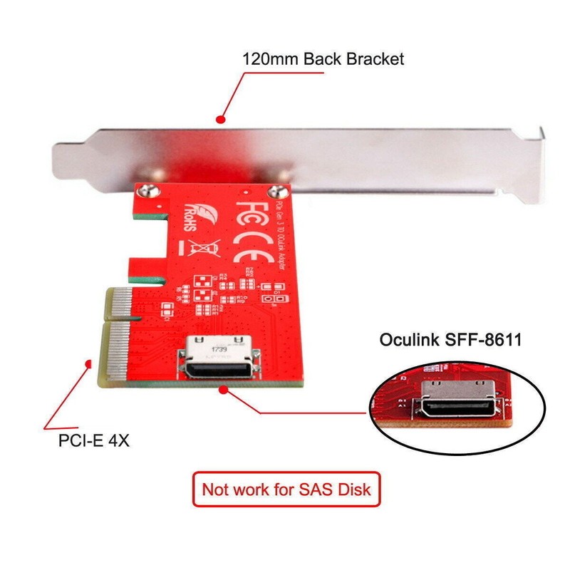 Chenyang PCI-E 3.0 Express 4.0 x4 to Oculink Internal SFF-8612 SFF-8611 Adapter gallery