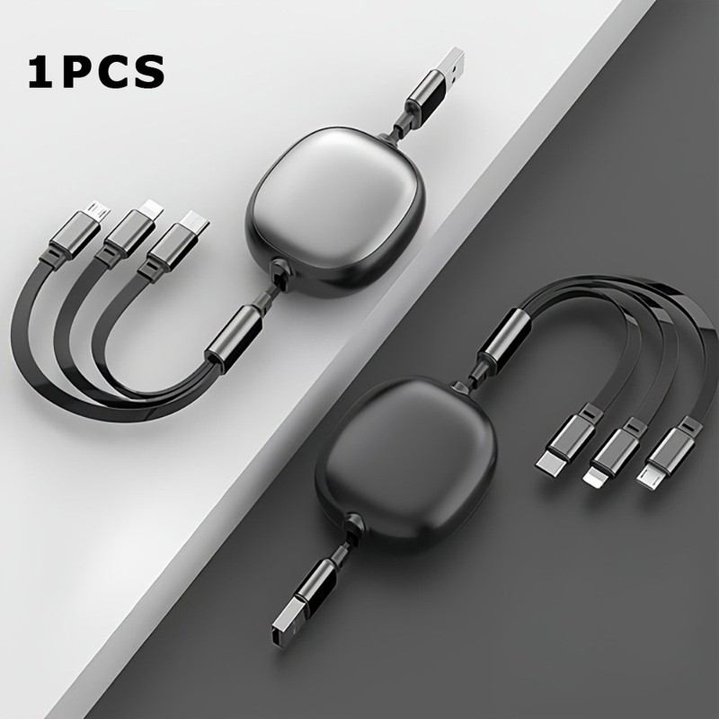 Lightweight Anti-Tangle 3-in-1 Retractable USB Charging Cable 100W Fast Charging