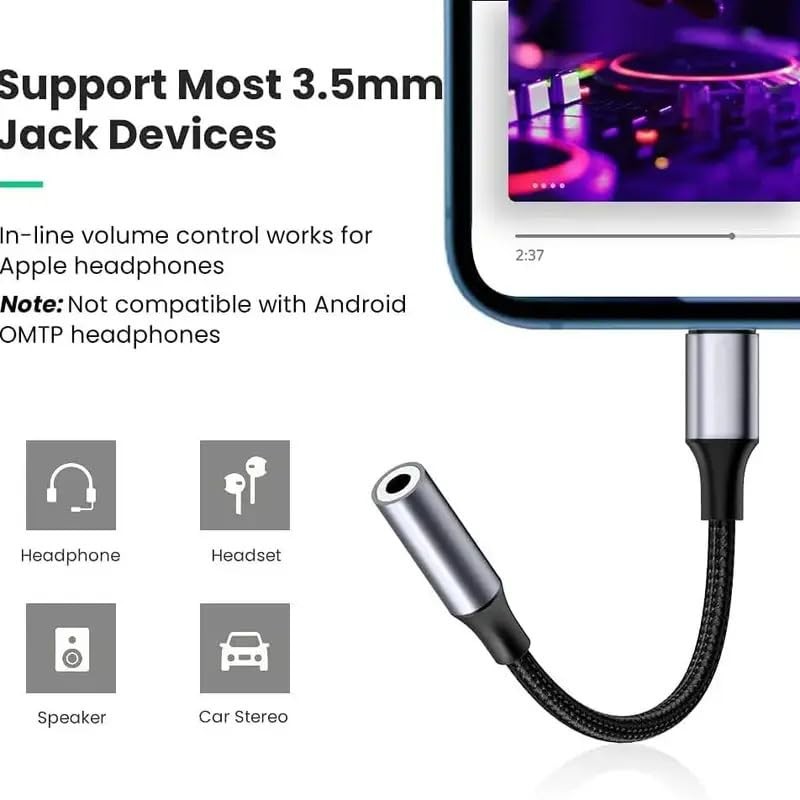 1/2 Pack USB C to 3.5mm Audio Adapter Type C to Headphone Aux Jack Dongle Cable gallery