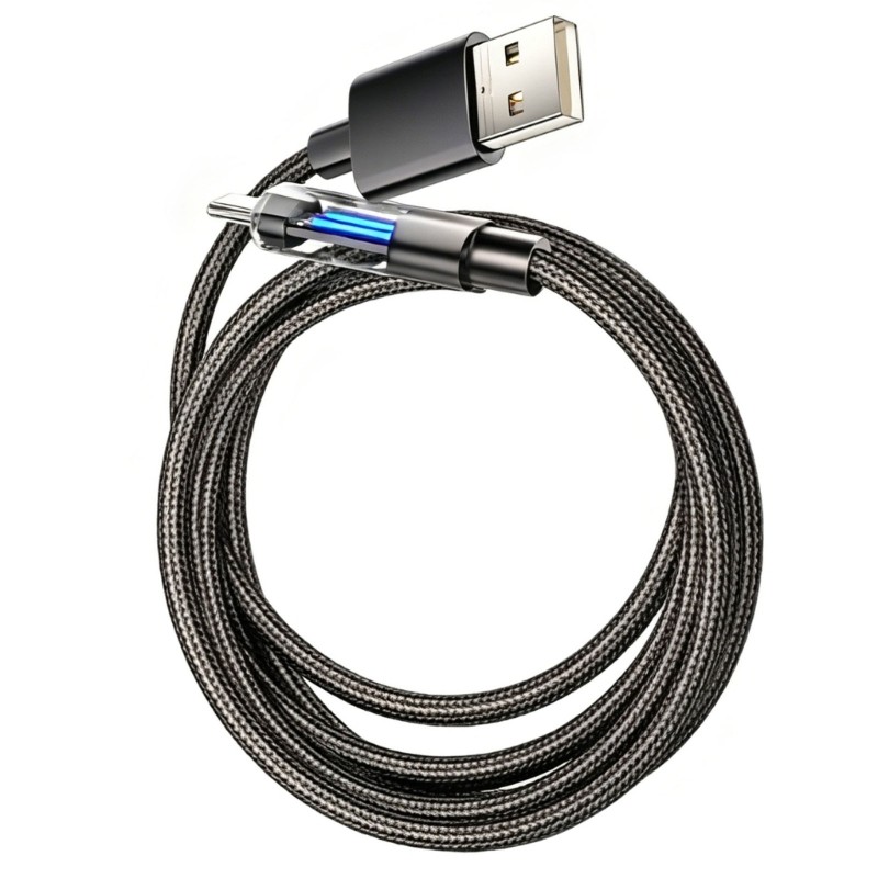 Black Fast Charging Cable 100W with Clear Light Tip for Daily Device Use gallery