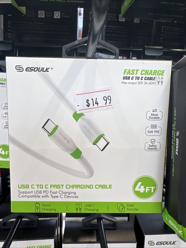 ESOULK USB C To C Fast Charge Cable 4FT gallery
