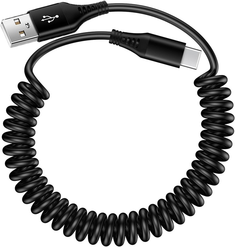 USB to USB C Cable Coiled 3FT Car Charger Cord for Iphone 15/15 Pro/15 Pro Max,, gallery