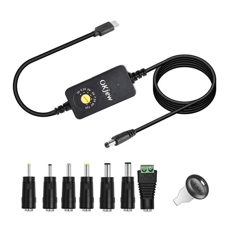 3.94FT USB C to DC PD Charging Cable with 7 DC Connector Tips