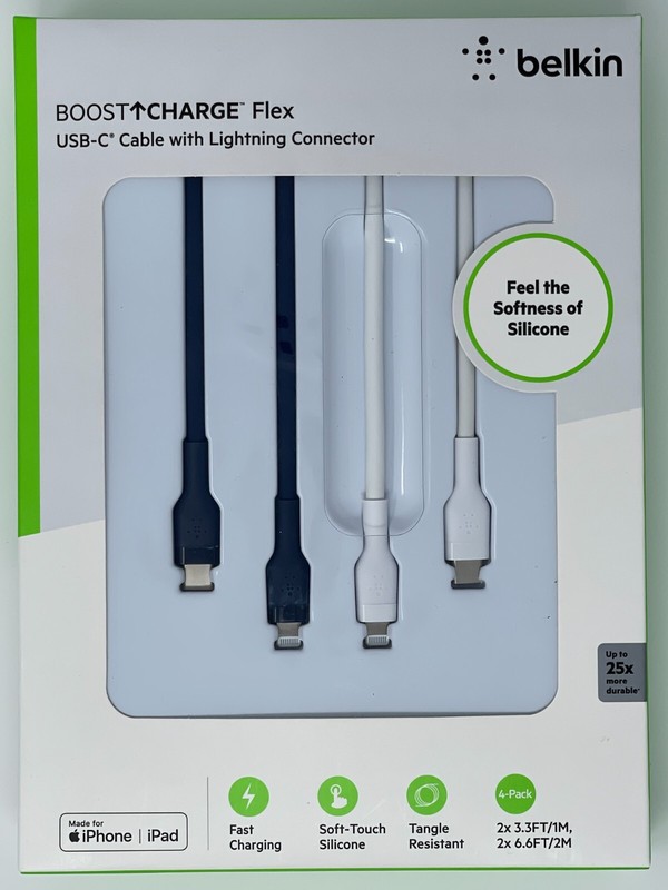Belkin BOOST CHARGE Flex USB-C-Lightning Connector Si Cable 6.6ft MFi-Certified.