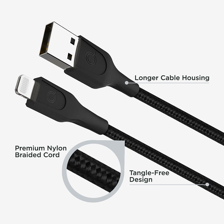 QUIKCELL 6ft FAST CHARGE CABLE APPLE USB-A BLACK(NEW IN RETAIL BOX(#METRO33027) gallery