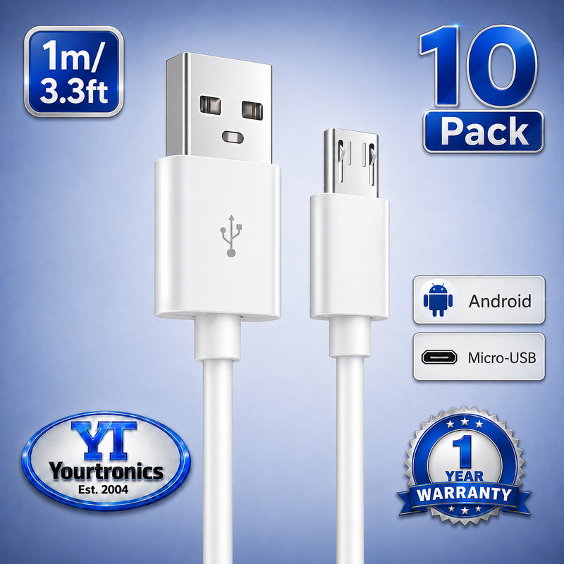 10 Pack Fast Charge Micro USB to USB-A Cable Charging Charger Cord Value Bulk gallery