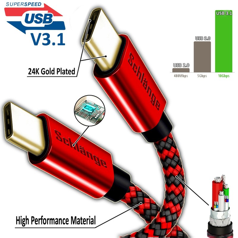 [Type-C to Type-C] USB 3.1 Super Speed Data Sync Charger Charging Cable Cord lot