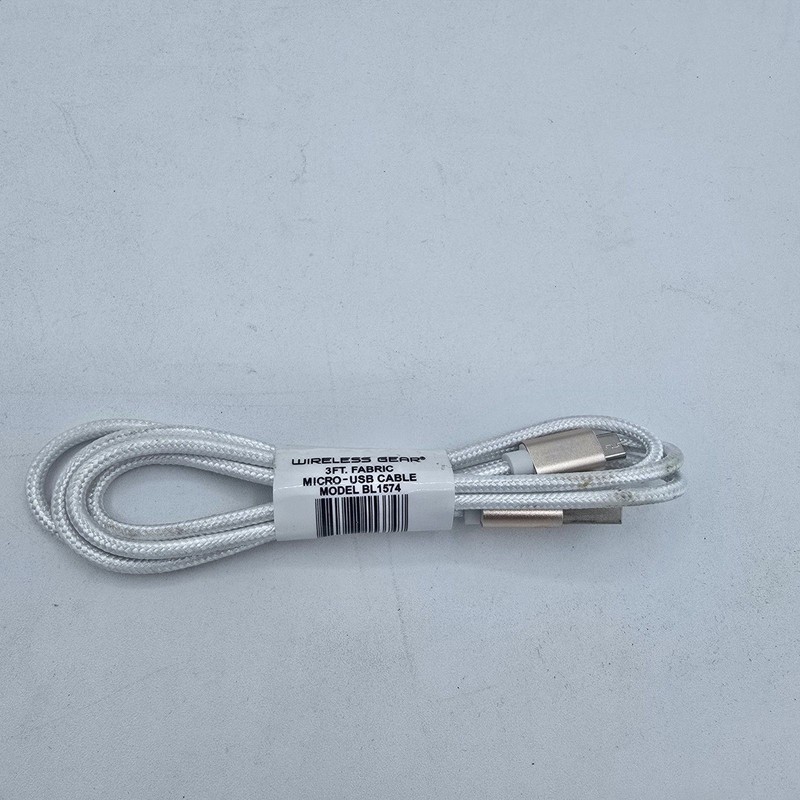 Wireless Gear 3FT Micro USB Fabric Cable - White