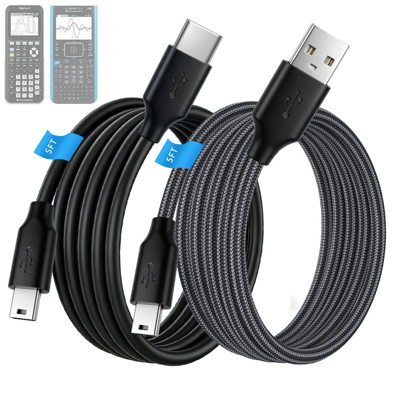 [2-Pack Braided USB & PVC USB C Charging Cable for Texas Instruments Calculators gallery